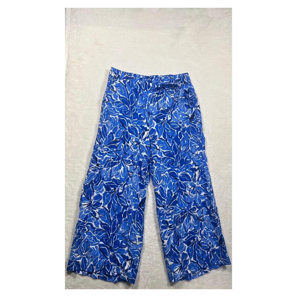 Counterparts Wide Leg Pants Women Large Blue Floral Print Resortwear Flowy Boho